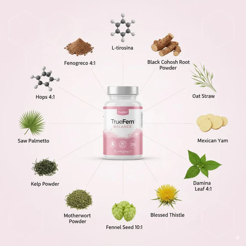 TrueFem™ Equilibrio Hormonal y Bienestar Femenino (60 Cápsulas)